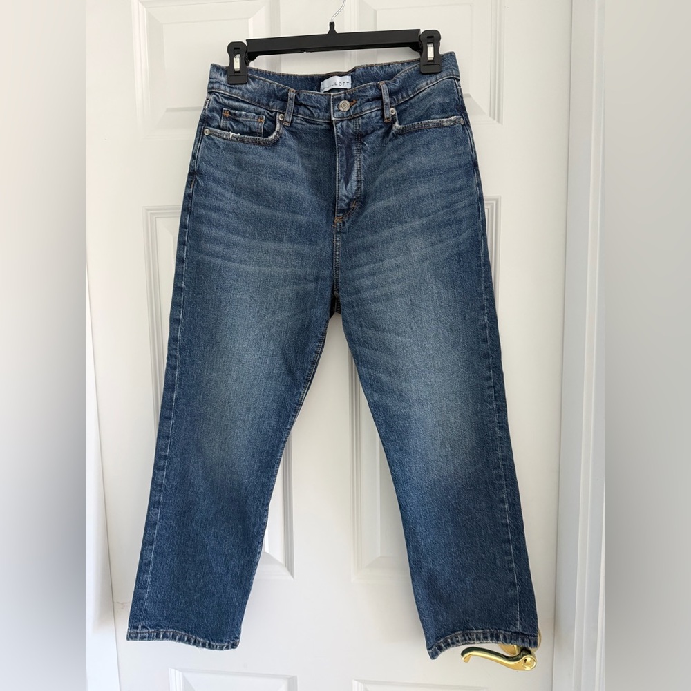 LOFT Women's High Rise Crop Straight Leg Jeans - Picture 1 of 5
